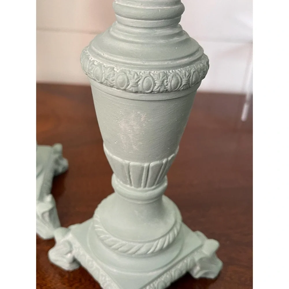 Set of 3 painted coastal ,cottage core, farmhouse, candle holders statement
